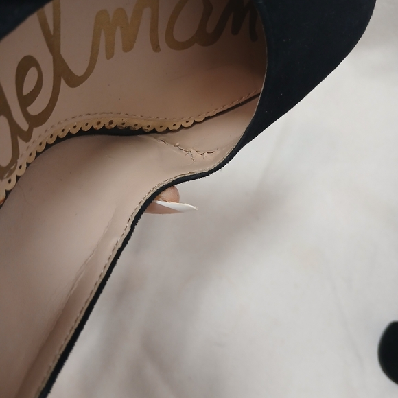 Sam Edelman Stillson Black Suede Leather Pumps Sz 7 Block Heel Office Chic Glam - Picture 16 of 16